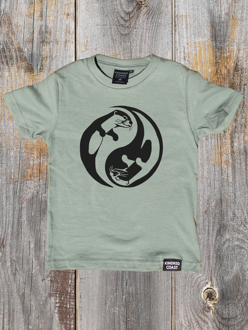 OTTER YING / YANG Kids Organic Cotton Tee - Seafoam