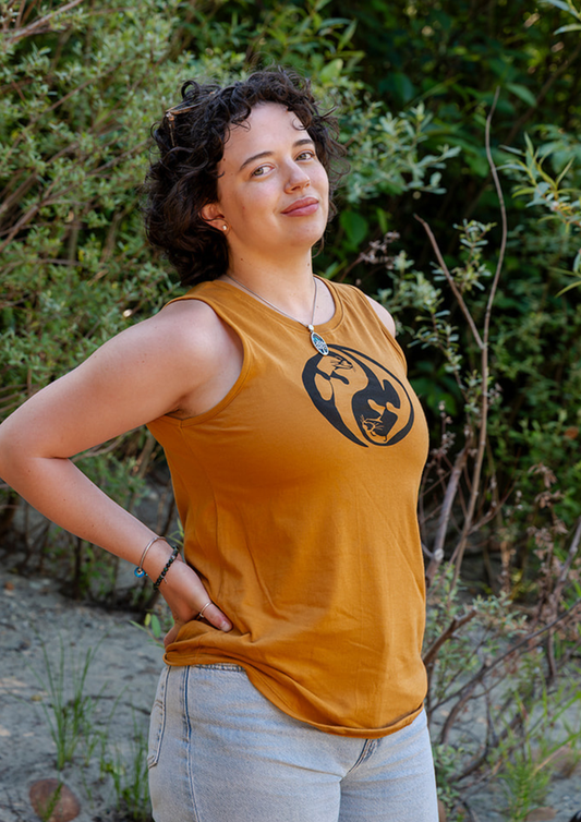 OTTER YING/YANG - Women's Relaxed Tank 100% Organic Cotton - Gold
