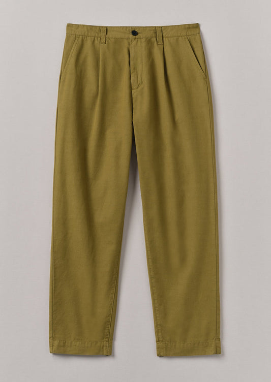 Otto Cotton Pleat Trousers | Warm Olive