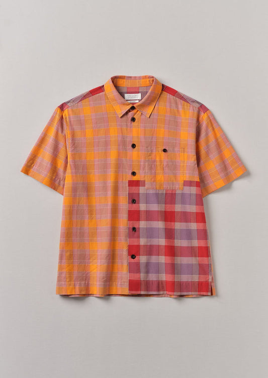 Panelled Check Cotton Shirt | Multi