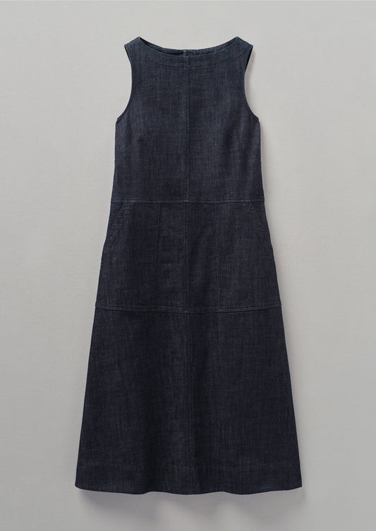 Panelled Organic Indigo Denim Dress | Indigo