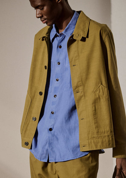 Patch Pocket Organic Cotton Coach Jacket | Warm Olive