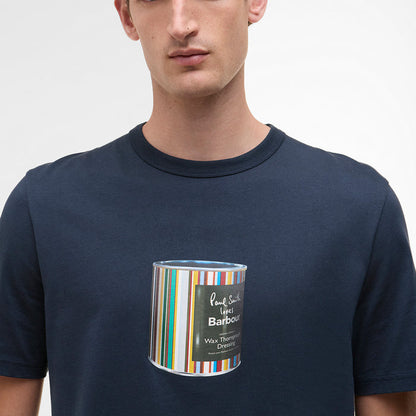 Paul Smith loves Barbour - Wax Tin Print T-Shirt in Navy - Nigel Clare