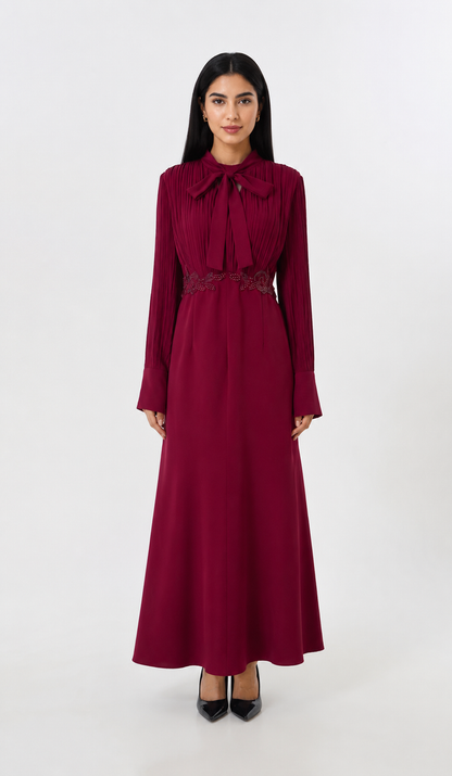 Pearl Waist Bow Maxi Dress - Timeless
