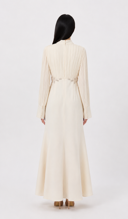 Pearl Waist Bow Maxi Dress - Timeless