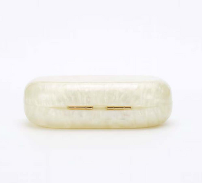 pearlescent oval clutch with pearl clasp – OPALINE