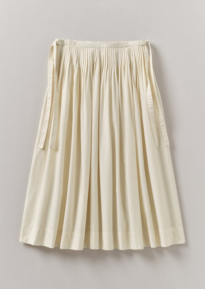 Pleated Cotton Linen Skirt | Ecru