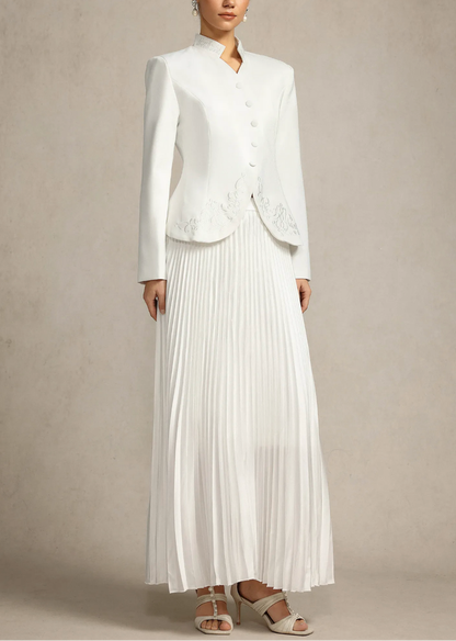 pleated maxi skirt with embroidered blazer – RUBINA