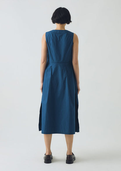 Pleated Waist Cotton Dress | Iris Blue