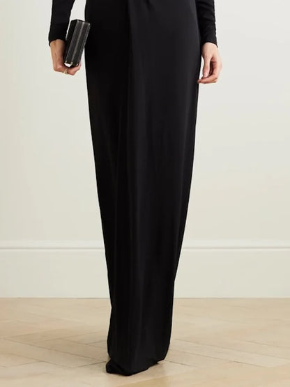 Plunging tuxedo gown with gathered waist – Zaydee-1