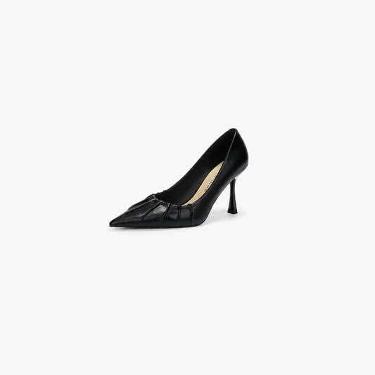 pointed-toe leather pumps with ruched front detail – SCULPT