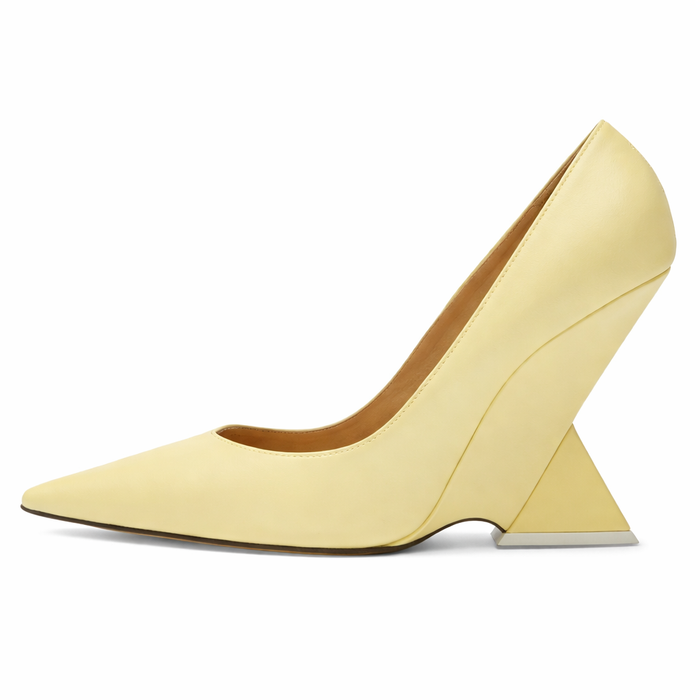 pointed-toe patent pumps with sculpted geometric heel – RUBY