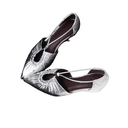 pointed-toe ruched flats with delicate strap detail – NOELIA