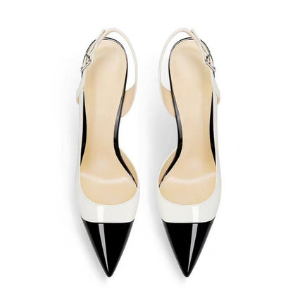 pointed-toe slingback stiletto heels with contrast toe cap – MONROE