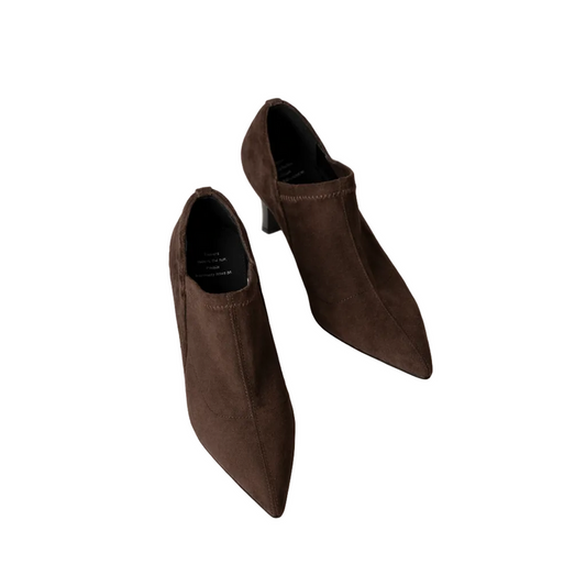 pointed-toe suede ankle boots with sculpted heel – SIENNA