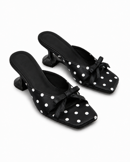 Polka Dot Bow Slide Sandals - Women
