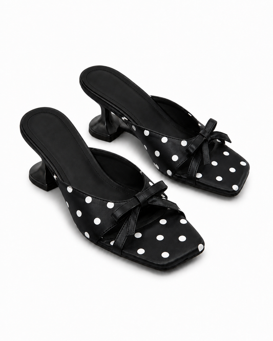 Polka Dot Bow Slide Sandals - Women