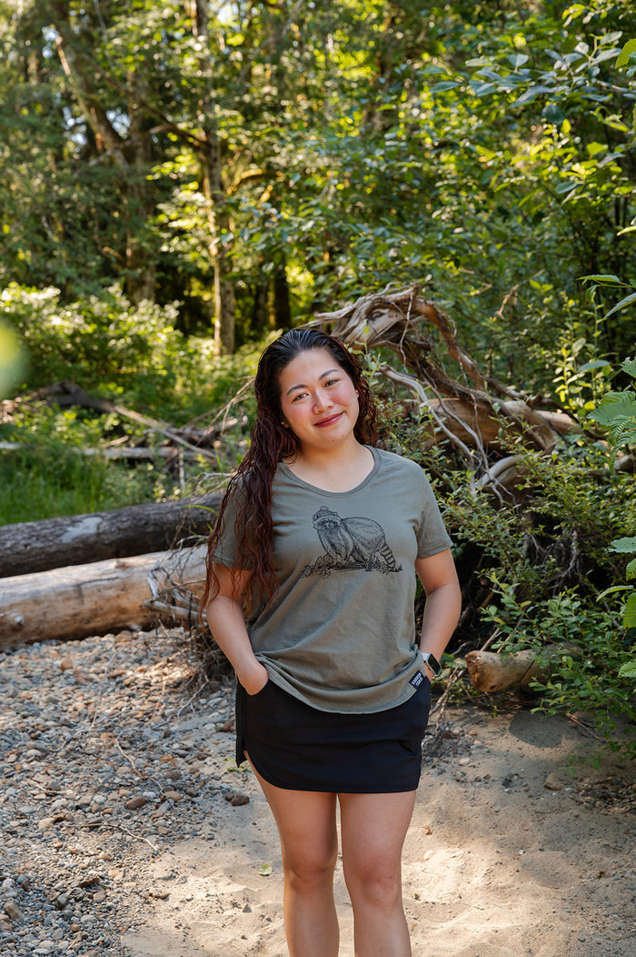 RACCOON - Women's 100% Organic Cotton Tee - Sage