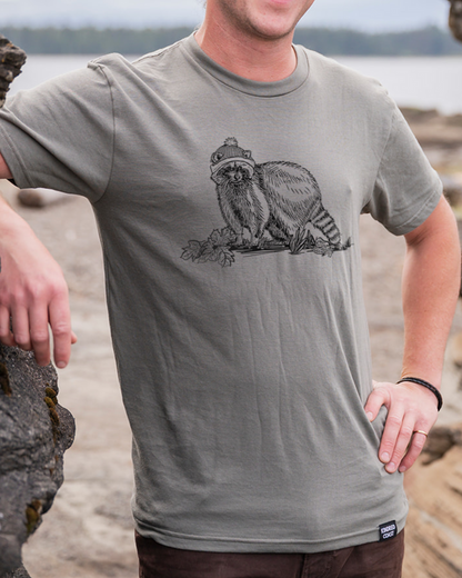 RACCOON- Unisex Organic Cotton Tee - Sage