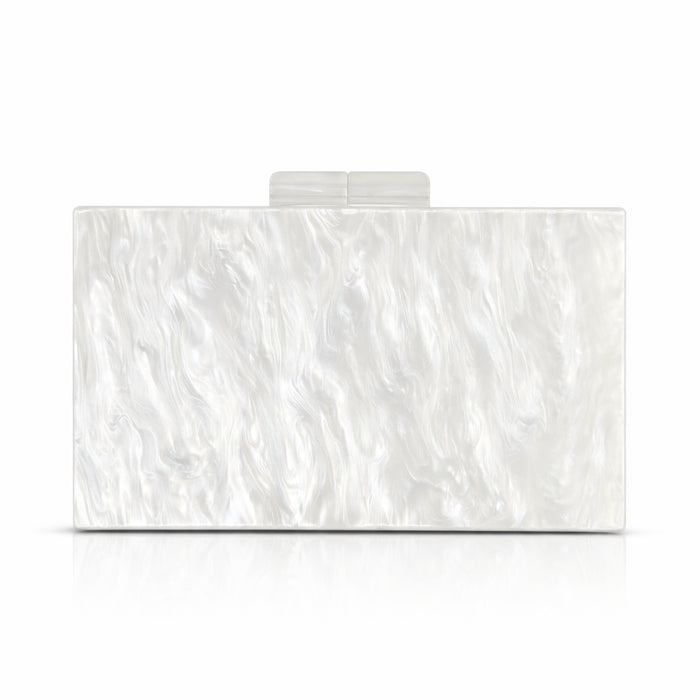rectangular marbled clutch with glossy finish – ROSÉ
