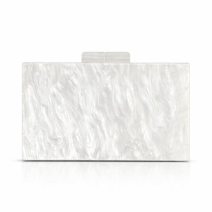 rectangular marbled clutch with glossy finish – ROSÉ
