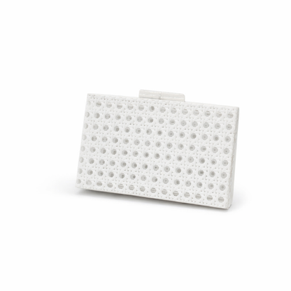 rectangular woven rattan clutch with natural texture – SAHARA
