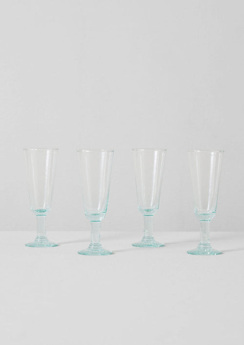 Recycled Bolivian Champagne Glasses Set | Clear