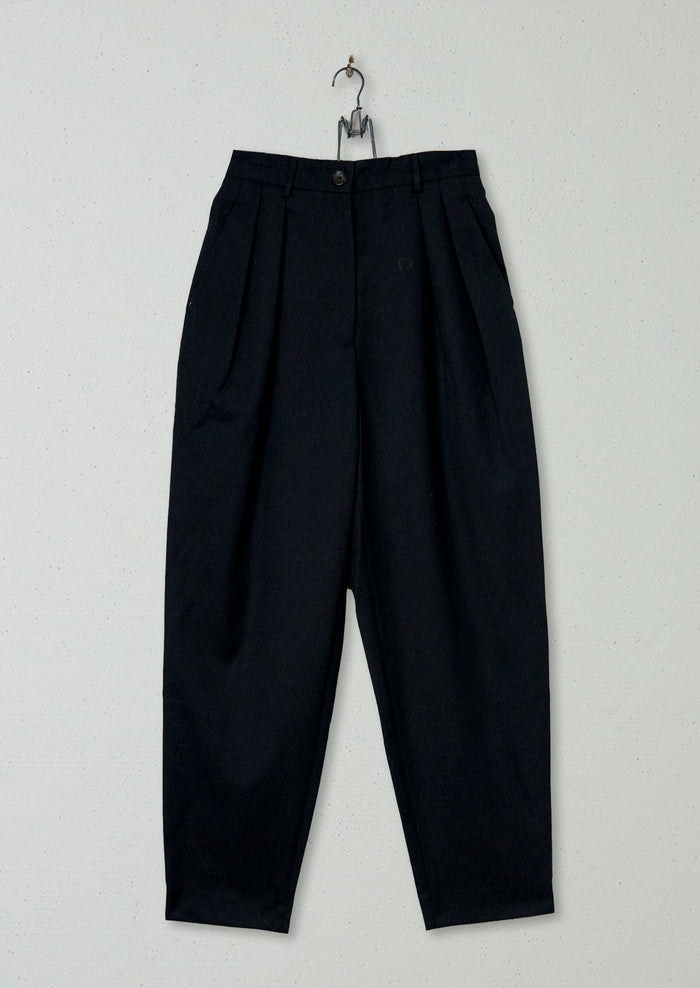 Reworn Wool Gaberdine Trousers Size 8 (499) | Black