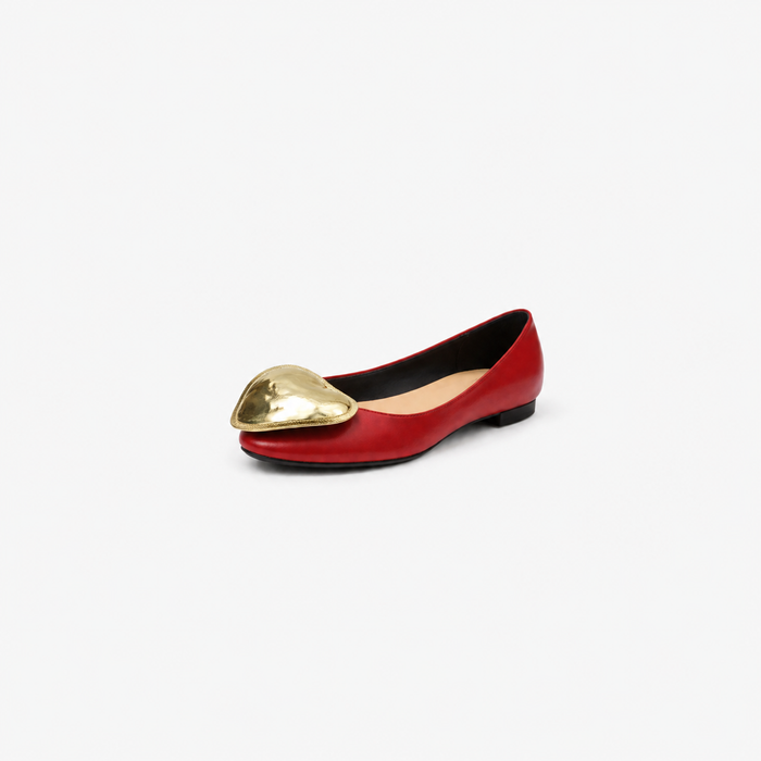 round-toe flats with oversized metallic accent – ADHAM