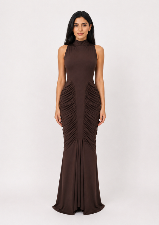 Ruched Sculpted Mermaid Gown — Ivory
