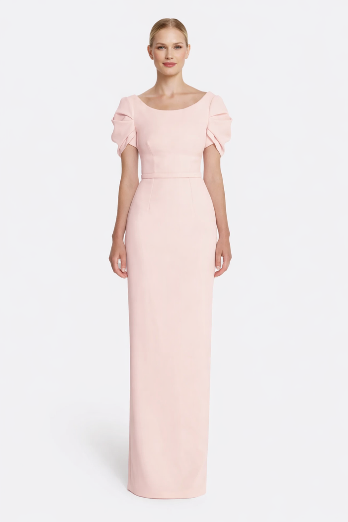 scoop neck puff sleeve column maxi dress – GRACE