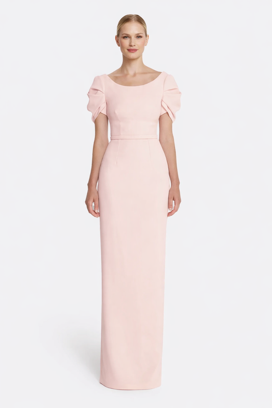 scoop neck puff sleeve column maxi dress – GRACE