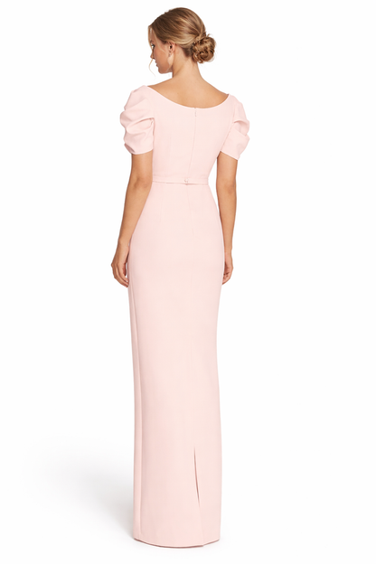 scoop neck puff sleeve column maxi dress – GRACE