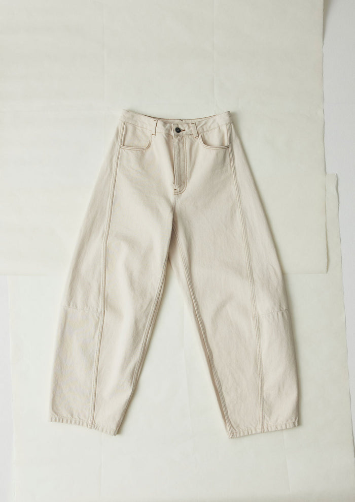 Sculptural Seamed Denim Trousers | Ecru