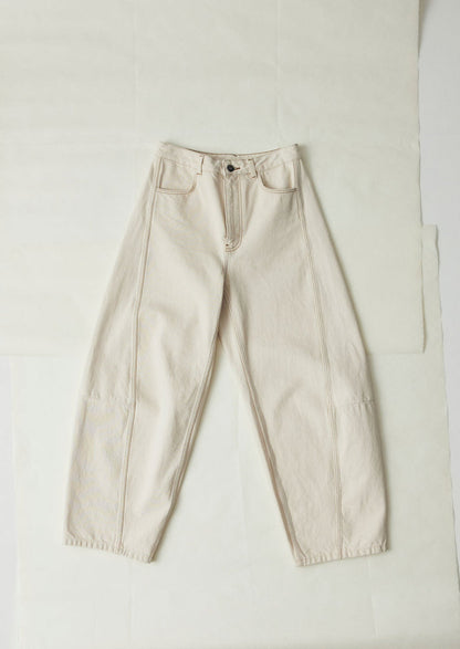 Sculptural Seamed Denim Trousers | Ecru