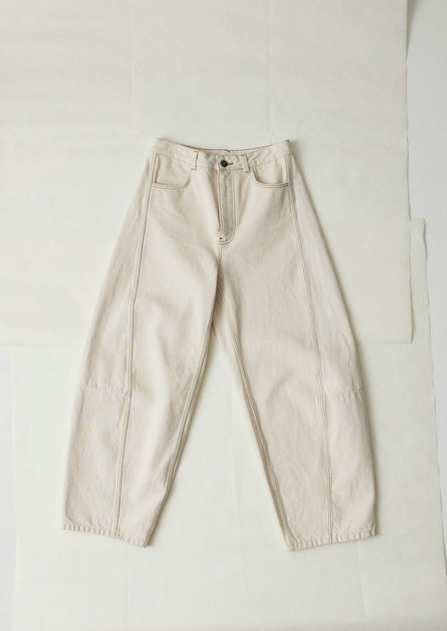 Sculptural Seamed Denim Trousers | Ecru