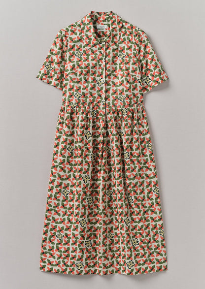 Selma Cotton Shirt Dress | Paprika/Warm Green