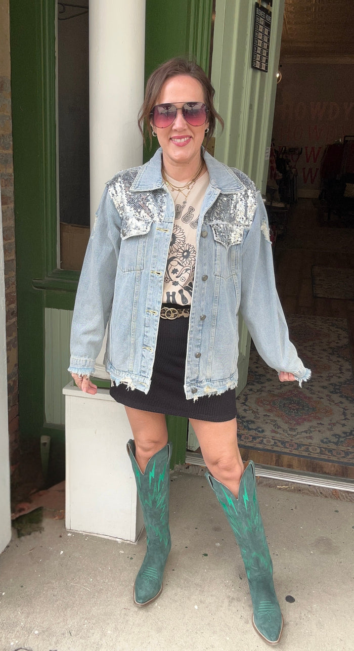 Sequin Denim Jacket