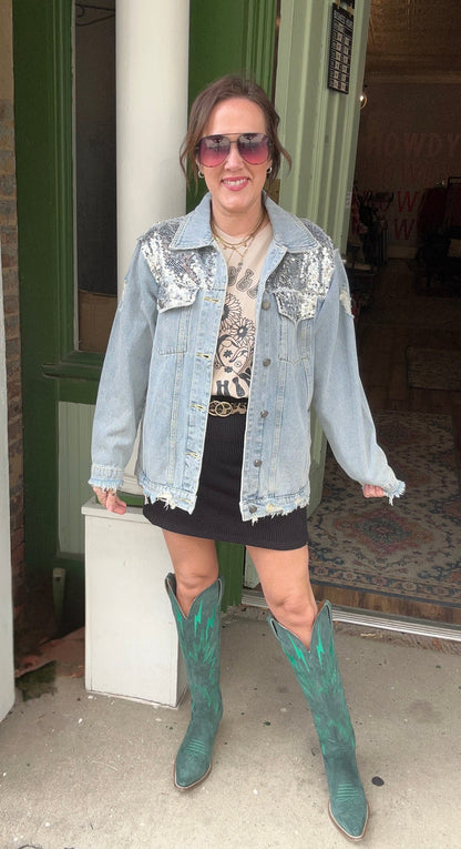 Sequin Denim Jacket