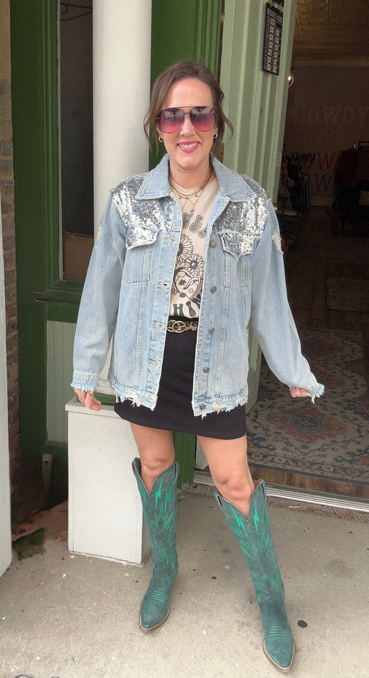 Sequin Denim Jacket
