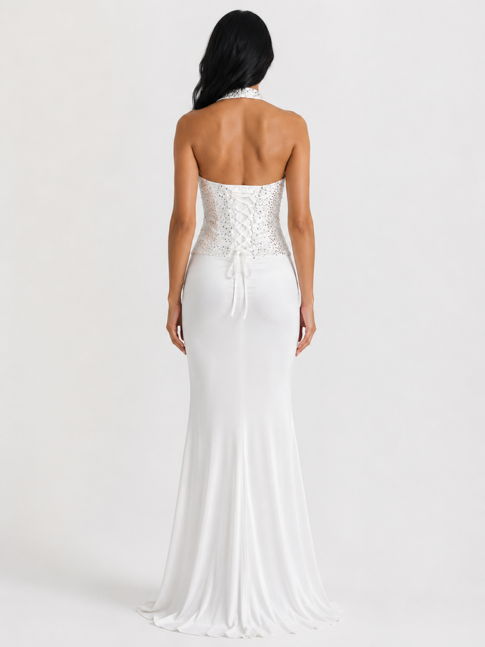 Sequin Halter Mermaid Evening Gown - Radiance