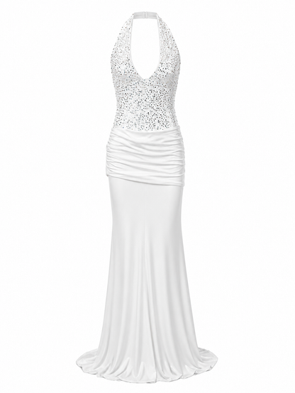 Sequin Halter Mermaid Evening Gown - Radiance