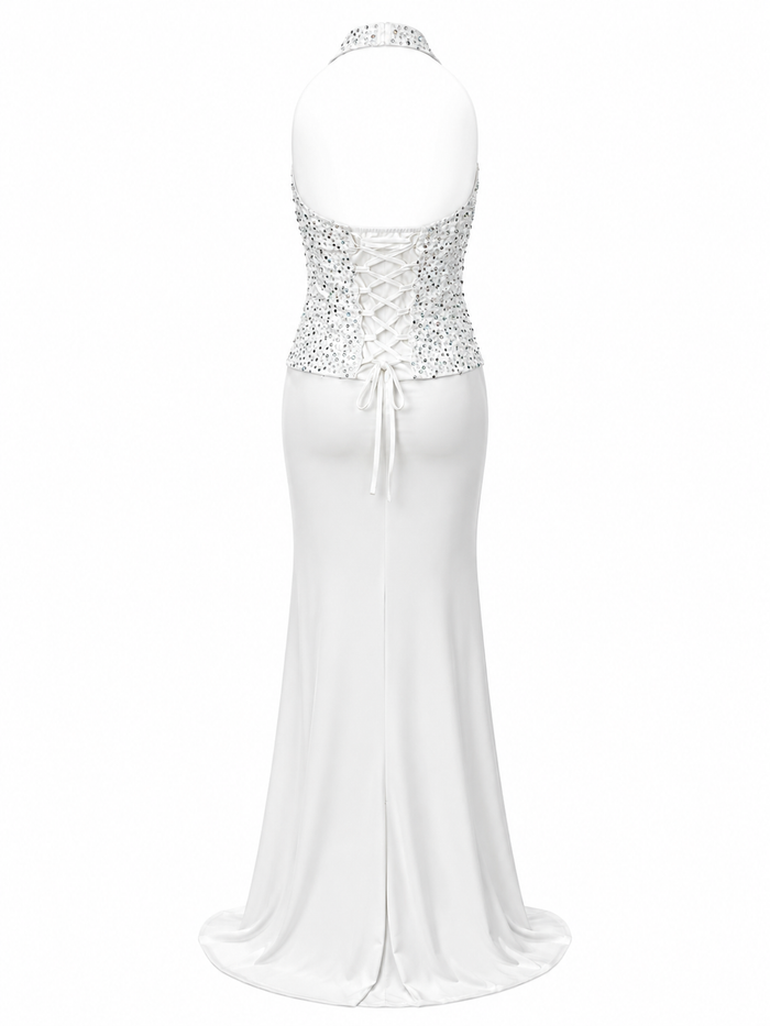 Sequin Halter Mermaid Evening Gown - Radiance