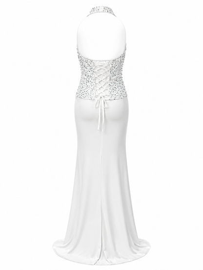 Sequin Halter Mermaid Evening Gown - Radiance