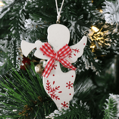 Set Of 6 Angel Christmas Tree Decorations Wooden Boxed
