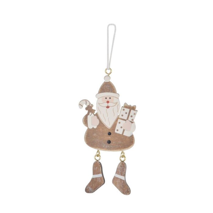 Set Of 6 Novelty Christmas Wooden Tree Decorations Boxed