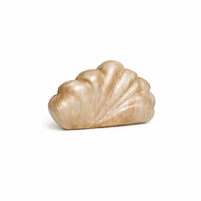 shell-inspired sculpted clutch with pearl finish – CALYPSO