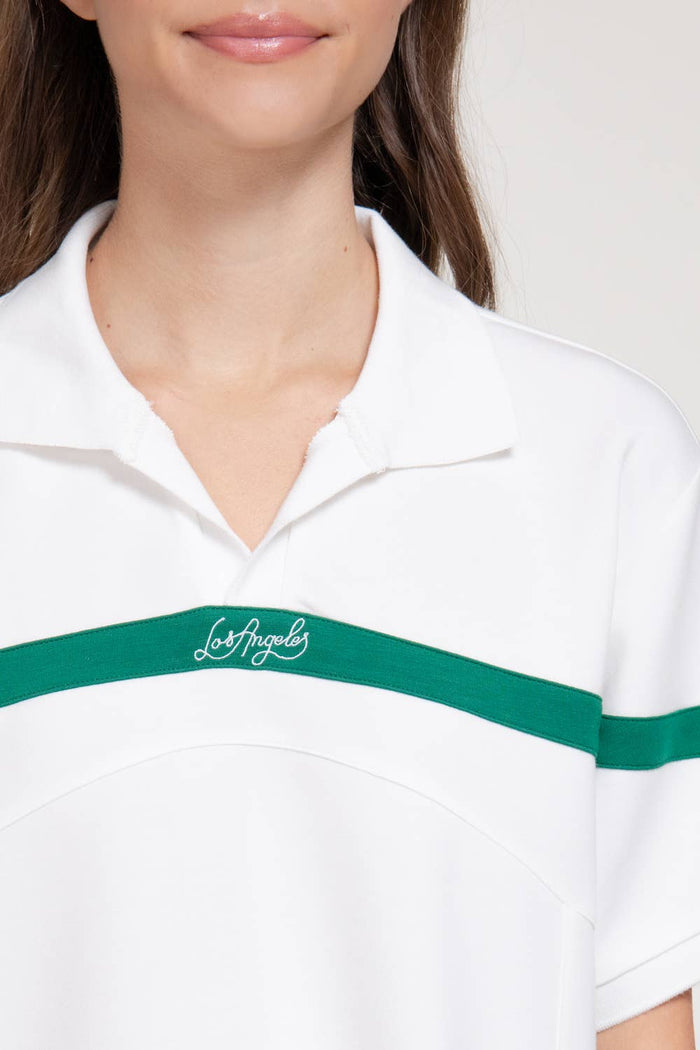 Short Sleeve Oversized Soft Scuba Polo Top
