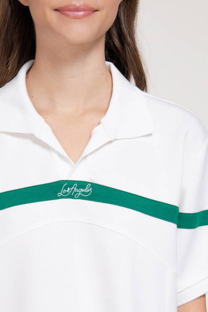 Short Sleeve Oversized Soft Scuba Polo Top