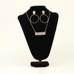 Silver Strike Necklace and Earring Set Floral Pendant Silver